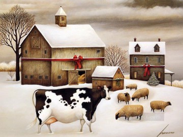 牛 雄牛 Painting - 雪村の牛と羊